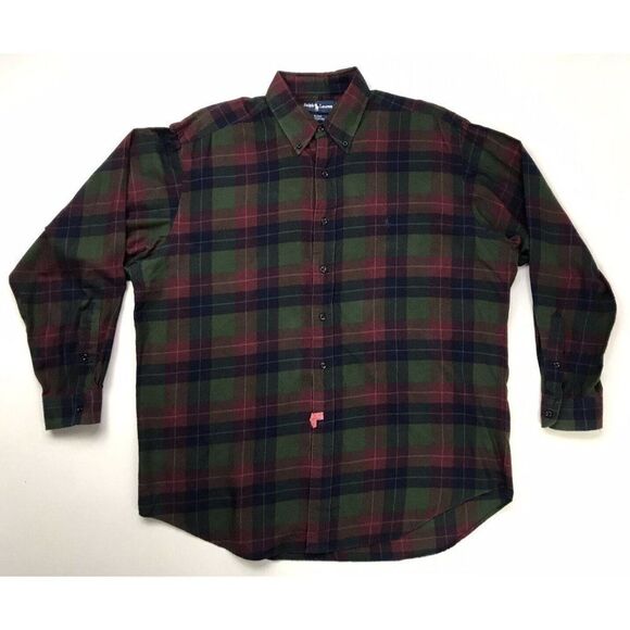 Polo Ralph Lauren Blake Plaid Shirt Men Large Green Multicolor Long Sleeve - Picture 1 of 5